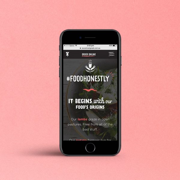 Zeus street greek food mobile website design agency