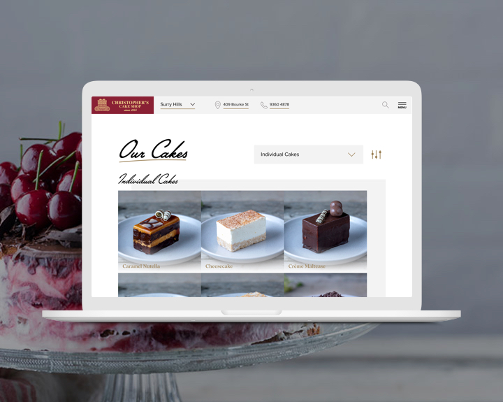 cake shop website design ux sydney custom design