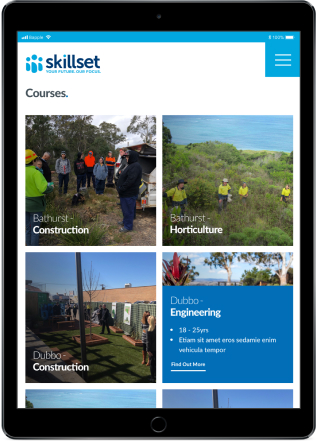 education website design sydney UX agency education skillset tablet