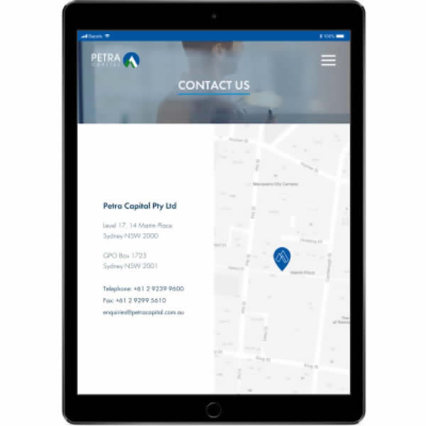 finance web design sydney creative agency website tablet