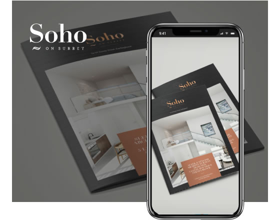 soho on surrey real estate logo design brochure print design