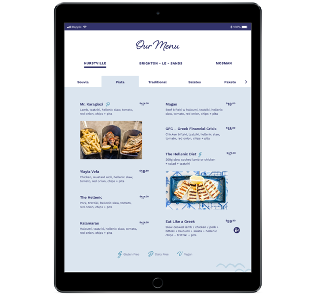 Greek Food Seafood Website Design Sydney