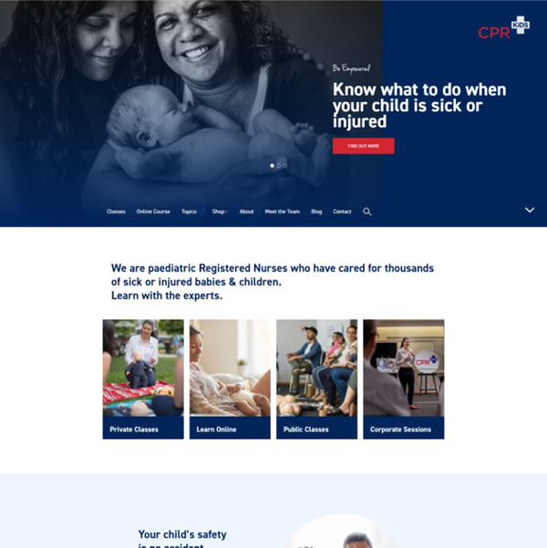 cpr kids first aid skills classes UX website design sydney agency
