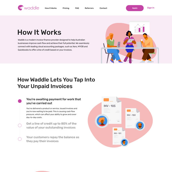 waddle xero SaaS ux web design agency sydney