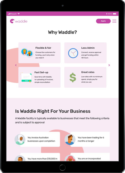 waddle xero SaaS ux web design agency sydney