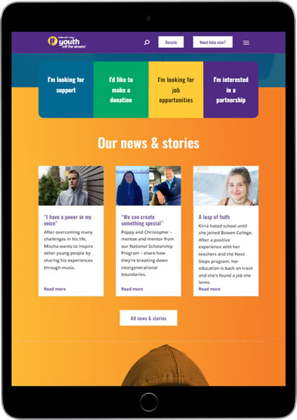 Youth off the Streets/ Homeless Youth Charity WordPress Website Design