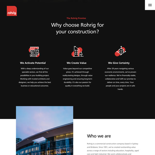 construction website design project detail ux agency sydney
